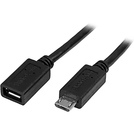 0.5m 20in Micro-USB Extension Cable – M/F – Micro USB Male to Micro USB Female Cable – Black