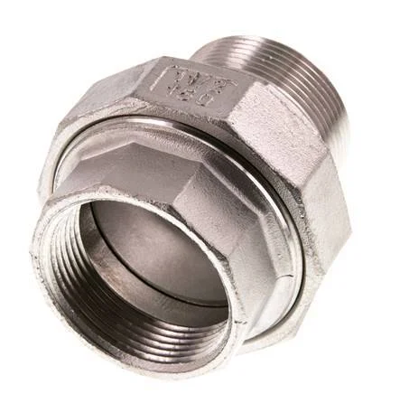 1 1/2” NPT x 1 1/2” NPT F/M Stainless steel Double Nipple 3-pieces with Conically sealing 16 Bar