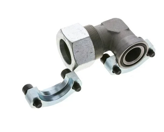 1-1/4” Elbow SAE Flange 3000 PSI Steel with 38S (M52x2) ISO 6162-1