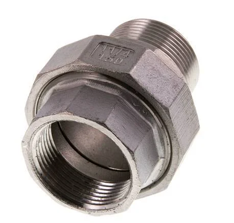 1 1/4” NPT x 1 1/4” NPT F/M Stainless steel Double Nipple 3-pieces with Conically sealing 16 Bar
