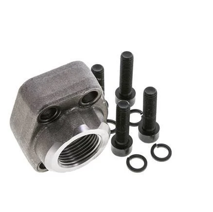 1-1/4” SAE Flange 3000 PSI Plain Steel with G1” Female Threads ISO 6162-1