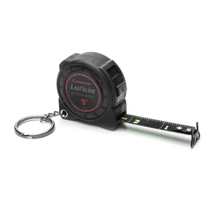 1/2in x 8′ Shockforce Nite Eye Tape Measure Key Chain L1108B