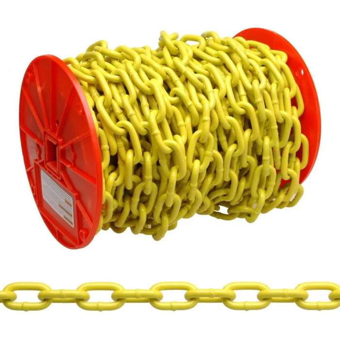 1/4in Grade 30 Proof Coil Chain Yellow Polycoat 60′ Per Reel PD0722127