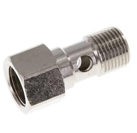 1-way nickel-plated Brass Banjo Bolt with G1/2” Male and Female Threads L37mm