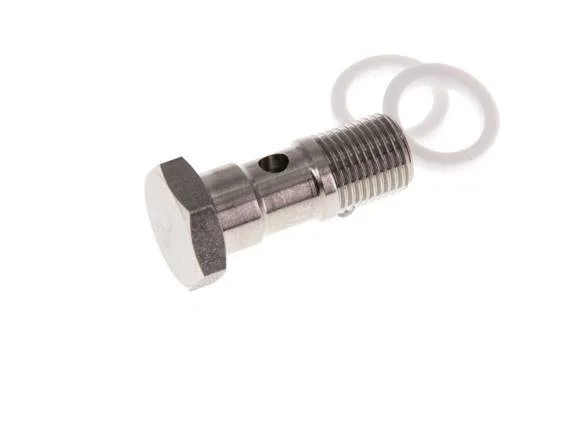 1-way Stainless Steel Banjo Bolt with G1/8” Male Threads PTFE