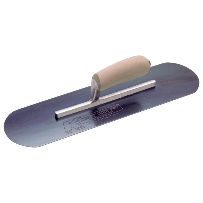 10 In. x 3 In. Blue Steel Pool Trowel with Wood Handle On a Short Shank CF274B