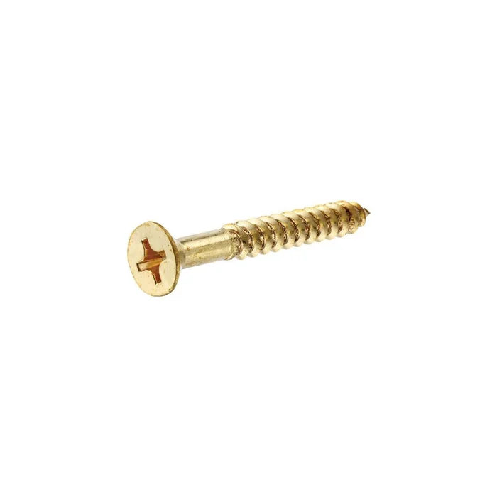 #10 x 1 1/4in Brass Flat Head Phillips Wood Screw 100pk HF385752