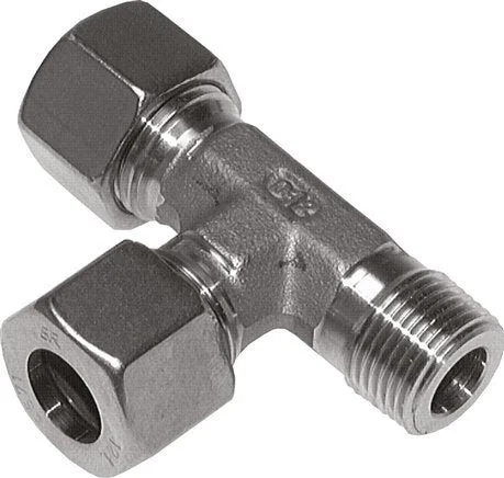14S & R1/2” Stainless Steel Right Angle Tee Compression Fitting with Male Threads 400 bar ISO 8434-1