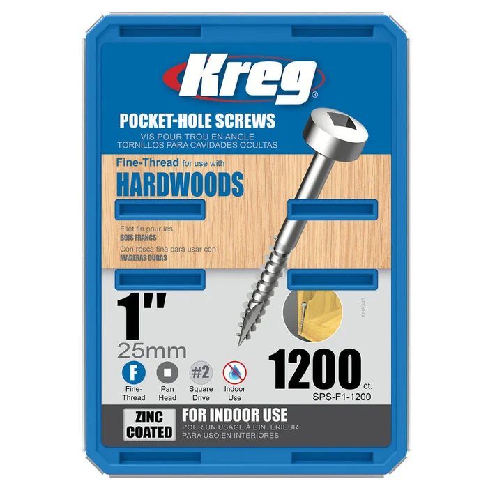 1in #6 Fine Pan-Head Zinc Pocket Screw – 1200ct SPS-F1-1200