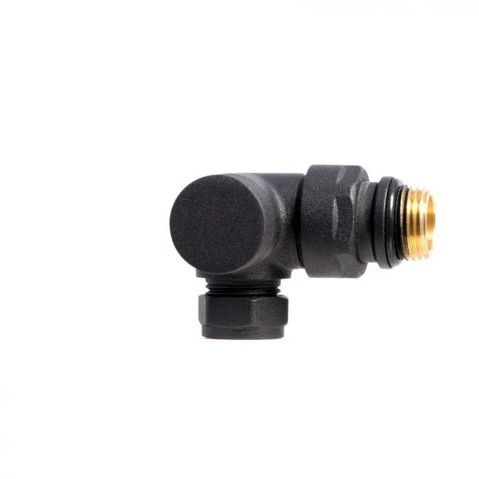 2 x Corner Radiator Valves – 15mm Manual – Black Finish