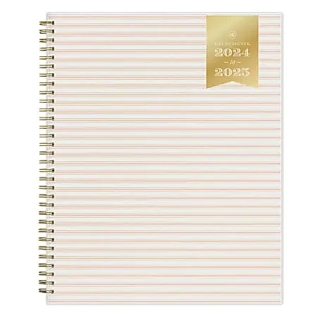 2024-2025 Day Designer Weekly/Monthly Planning Calendar, 8-1/2″ x 11″, Ticking Stripe Blush Frosted, July To June, 144850