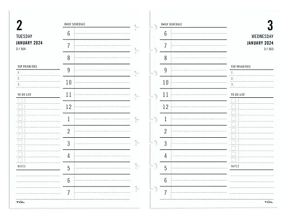 2024 TUL® Discbound Daily Planner Refill Pages, Hourly Appointment Times, Junior Size, January To December
