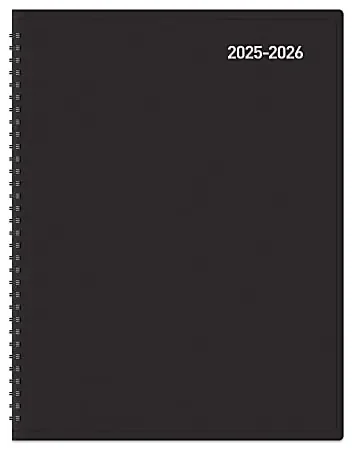 2025-2026 Office Depot® Brand 14-Month Weekly/Monthly Academic Planner, Vertical Format, 8″ x 11″, 30% Recycled, Black, July 2025 To August 2026