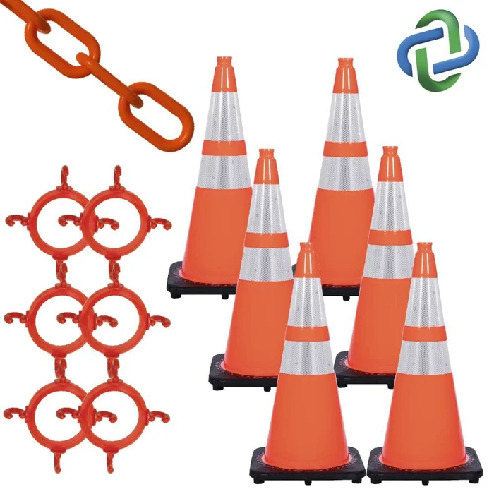 28in Orange Reflective Traffic Cone and Chain Kit 93280-6