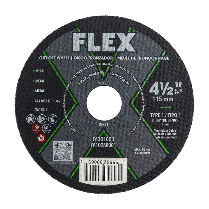 4-1/2 Inch Cut-Off Wheel Type 1 FA301003
