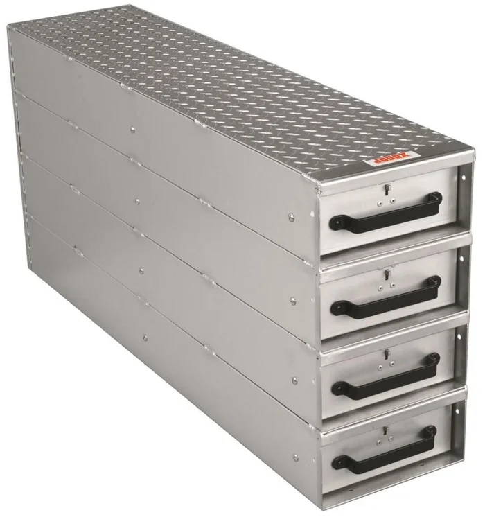 4 Drawer Long Stacked Heavy-Duty Aluminum Drawer Storage – 12 InchW x 24 InchH x 50 InchL 1409980