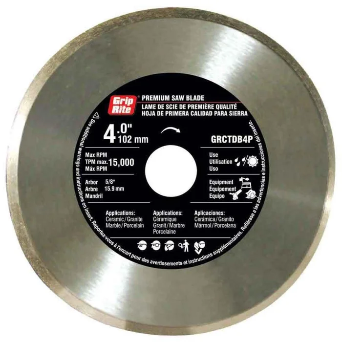 4-in Wet or Dry Continuous Diamond Circular Saw Blade GRCTDB4P