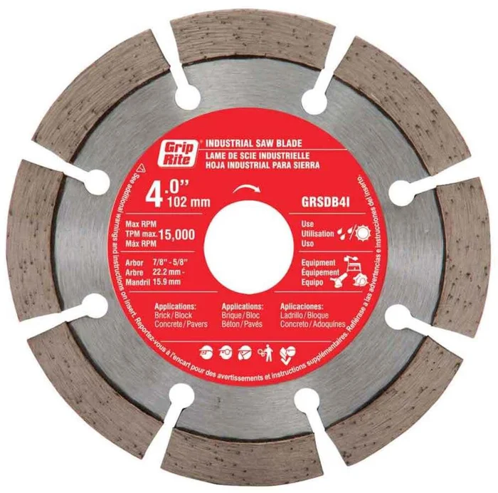4-in Wet or Dry Segmented Diamond Circular Saw Blade GRSDB4I