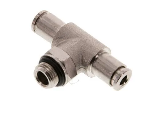 4mm x G1/8” Inline Tee Push-in Fitting with Male Threads Brass NBR Rotatable
