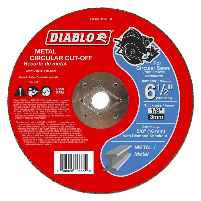 6-1/2 In. Metal Circular Cut Off Disc DBD065125L01F