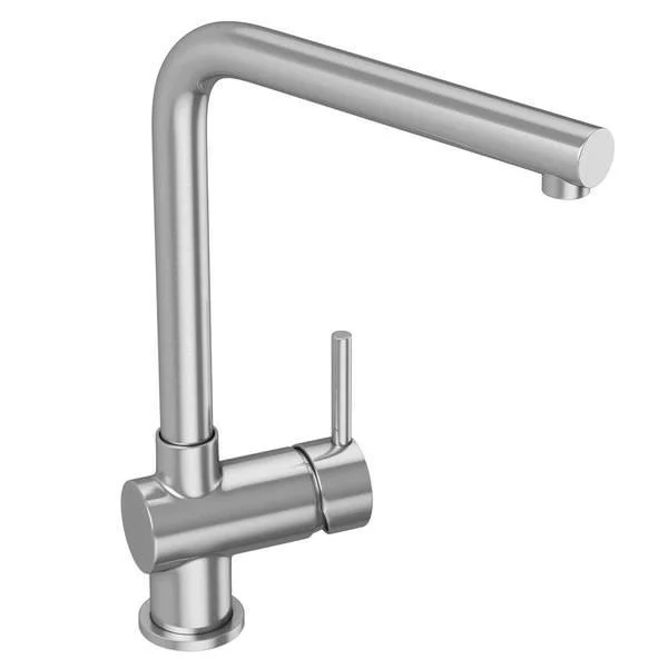 Abode Quala Contemporary L-Shaped Kitchen Mixer Tap, Stainless Steel