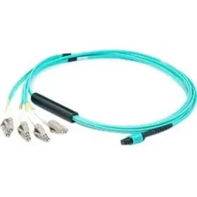 AddOn 5m MPO (Female) To 4xLC (Male) 8-Strand Aqua OM3 Duplex LSZH LOMM Fanout Cable