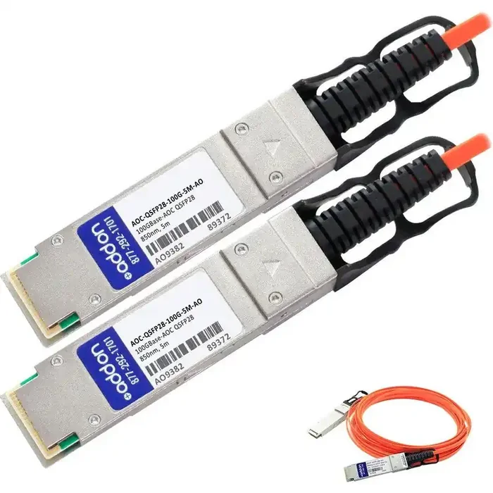 AddOn Dell AOC-QSFP28-100G-5M Compatible TAA Compliant 100GBase-AOC QSFP28 to QSFP28 Direct Attach Cable (850nm, MMF, 5m) AOC-QSFP28-100G5M-AO