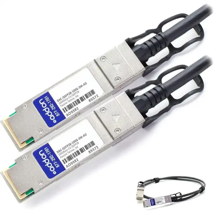 AddOn Dell DAC-QSFP28-100G-3M Compatible TAA Compliant 100GBase-CU QSFP28 to QSFP28 Direct Attach Cable (Passive Twinax, 3m) DAC-QSFP28-100G3M-AO