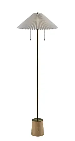Adesso Ophelia Floor Lamp, Antique Brass/White Fabric Shade