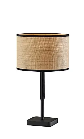 Adesso® Ellis Table Lamp, 21″H, Natural Shade/Black Base