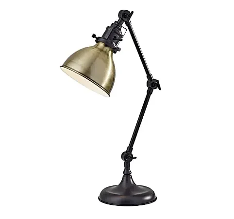 Adesso® Simplee Alden Desk Lamp, 18-1/2″H, Antique Brass Shade/Antique Bronze Base