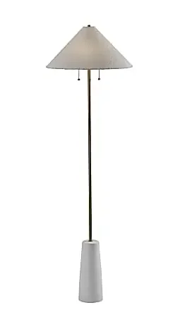 Adesso Waylon Floor Lamp, White/White Boucle Fabric Shade