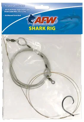 AFW – Economy Shark Rig – Mustad Circle Hook – 7×7 Cable Bright – Single Strand Leader Wire Camo Brown