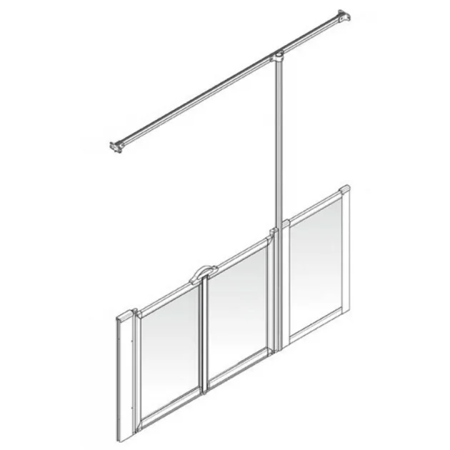 AKW Option TTW 750 Wet Floor Screen 1800mm Wide – Right Handed