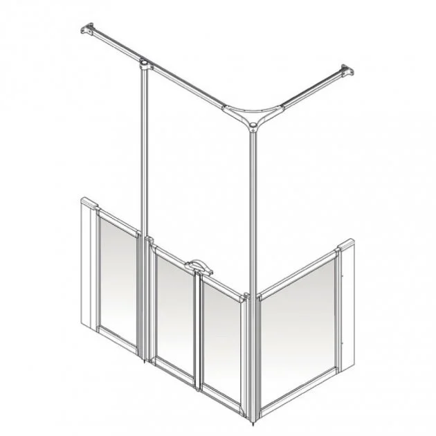 AKW Option Y 900 Shower Screen 1420mm x 700mm – LH Silverdale Frosted