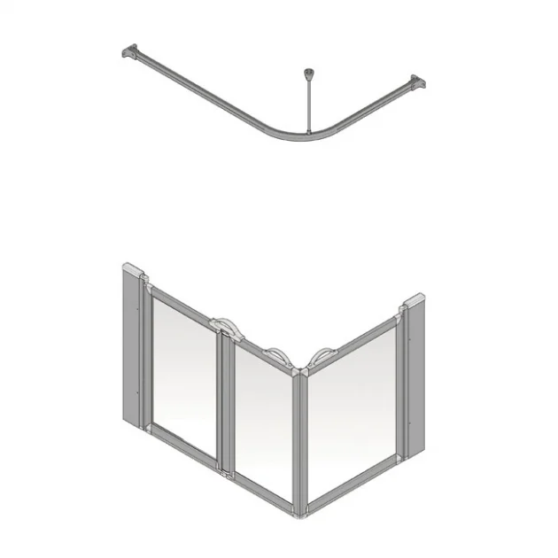 AKW Silverdale Frosted Option A 750 Shower Screen 1000mm x 700mm – Left Handed