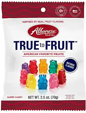 Albanese True To Fruit Gummi Bears, 2.5 Oz