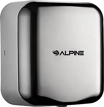 Alpine Industries Hemlock Commercial Automatic High-Speed Electric Hand Dryer With Wall Guard, Chrome