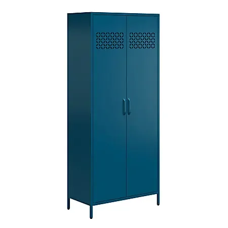 Ameriwood Home Mr. Kate Annie 32″W Tall Metal 2-Door Cabinet, Deep Ocean Blue