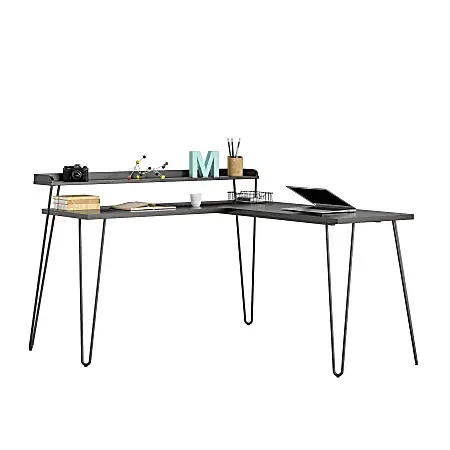 Ameriwood™ Home Haven 56″W L-Shaped Computer Desk With Riser, Espresso