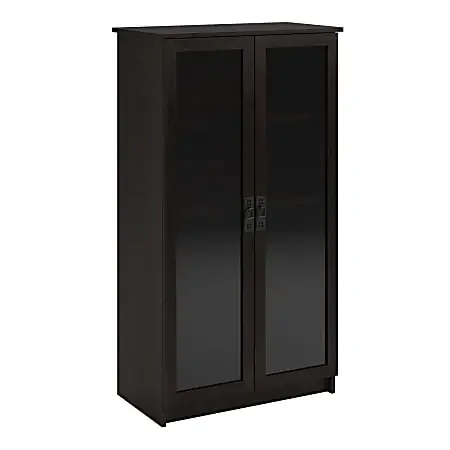 Ameriwood™ Home Quinton Point 53″H 4-Shelf Bookcase With Glass Doors, Espresso