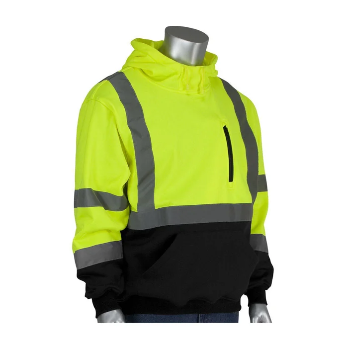 ANSI R3 Hooded Pullover Sweatshirt Hi Vis Lime Yellow XL 323-1350B-LY/XL