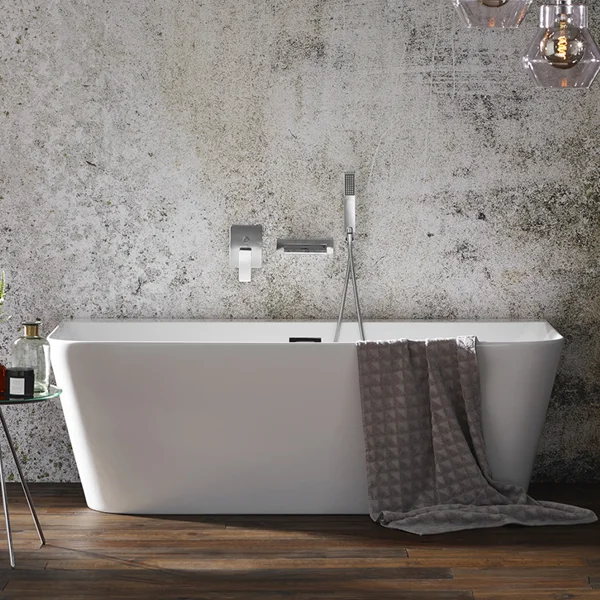 Aqua Mono 1700 x 800mm Luxury Freestanding Back-To-Wall Bath White – SI806343