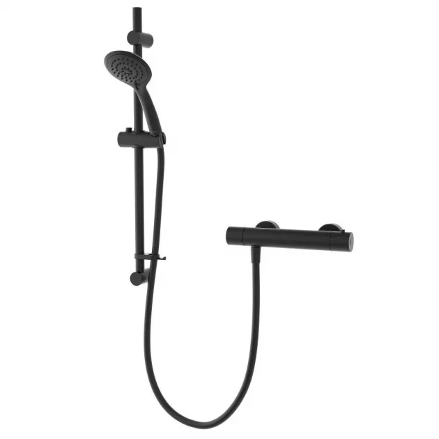 Aqualisa AQ Cool Touch Thermostatic Round Bar Mixer Shower with Shower Kit – Matt Black