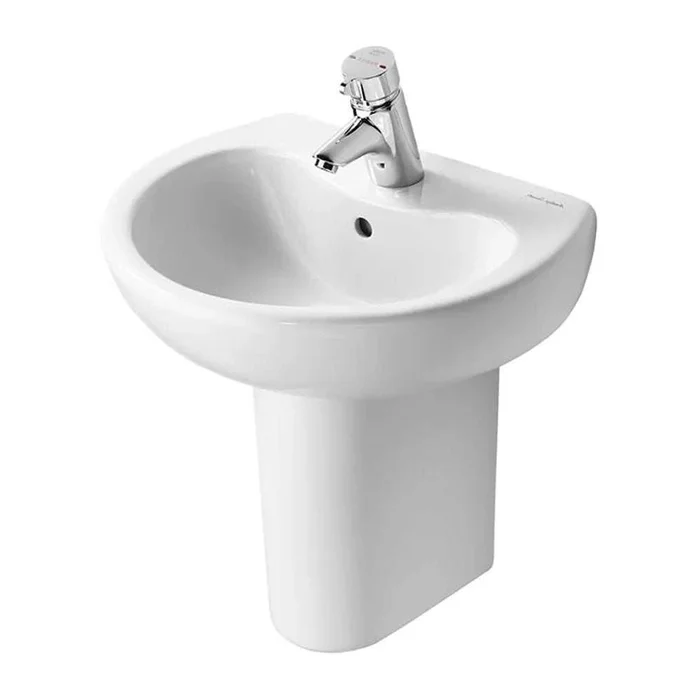 Armitage Shanks 500mm Wide 1 Tap Hole Contour 21 Basin with Semi Pedes