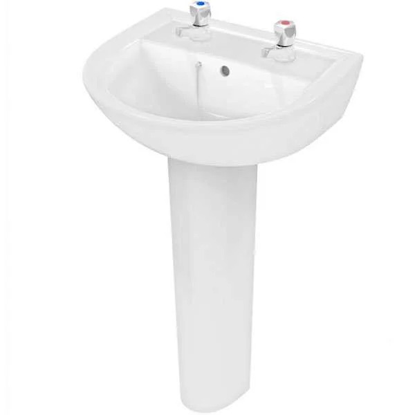 Armitage Shanks 500mm Wide 2 Tap Hole Sandringham 21 Basin & Full Pede