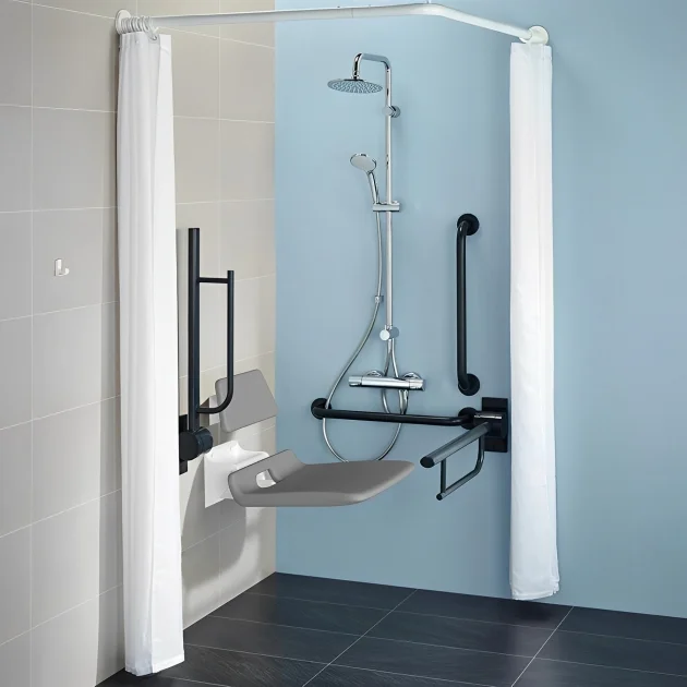 Armitage Shanks Contour 21 Doc M Pack with TMV3 Exposed Shower Valve and Dual Shower Kit – Charcoal Rails