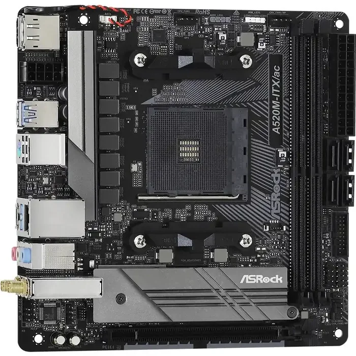 ASRock A520M-ITX/ac Desktop Motherboard – AMD A520 Chipset – Socket AM4 – Mini ITX