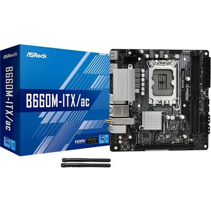 ASRock B660M-ITX/ac Desktop Motherboard – Intel B660 Chipset – Socket LGA-1700 – Intel Optane Memory Ready – Mini ITX