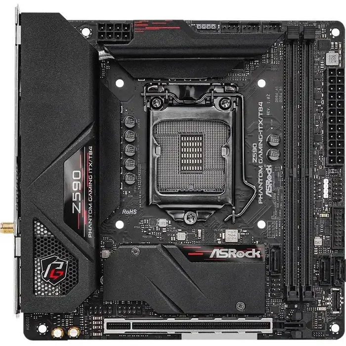 ASRock Z590 Phantom Gaming-ITX/TB4 Desktop Motherboard – Intel Z590 Chipset – Socket LGA-1200 – Intel Optane Memory Ready – Mini ITX